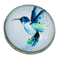 Hummingbird Button – 22mm Glass & Metal Shank – Sold Individually