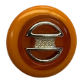 Orange button 21mm with silver-effect detail on a shank sold individually