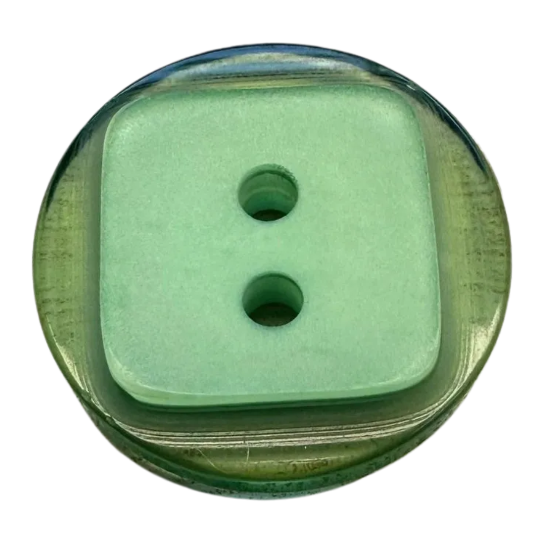 Hand Dyed Green Button – 18mm – Layered Design – Sold Individually