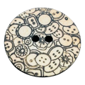 Button Design Button 23mm – Cream & Black Novelty Button Print – Sew Through Button – Sold Individually
