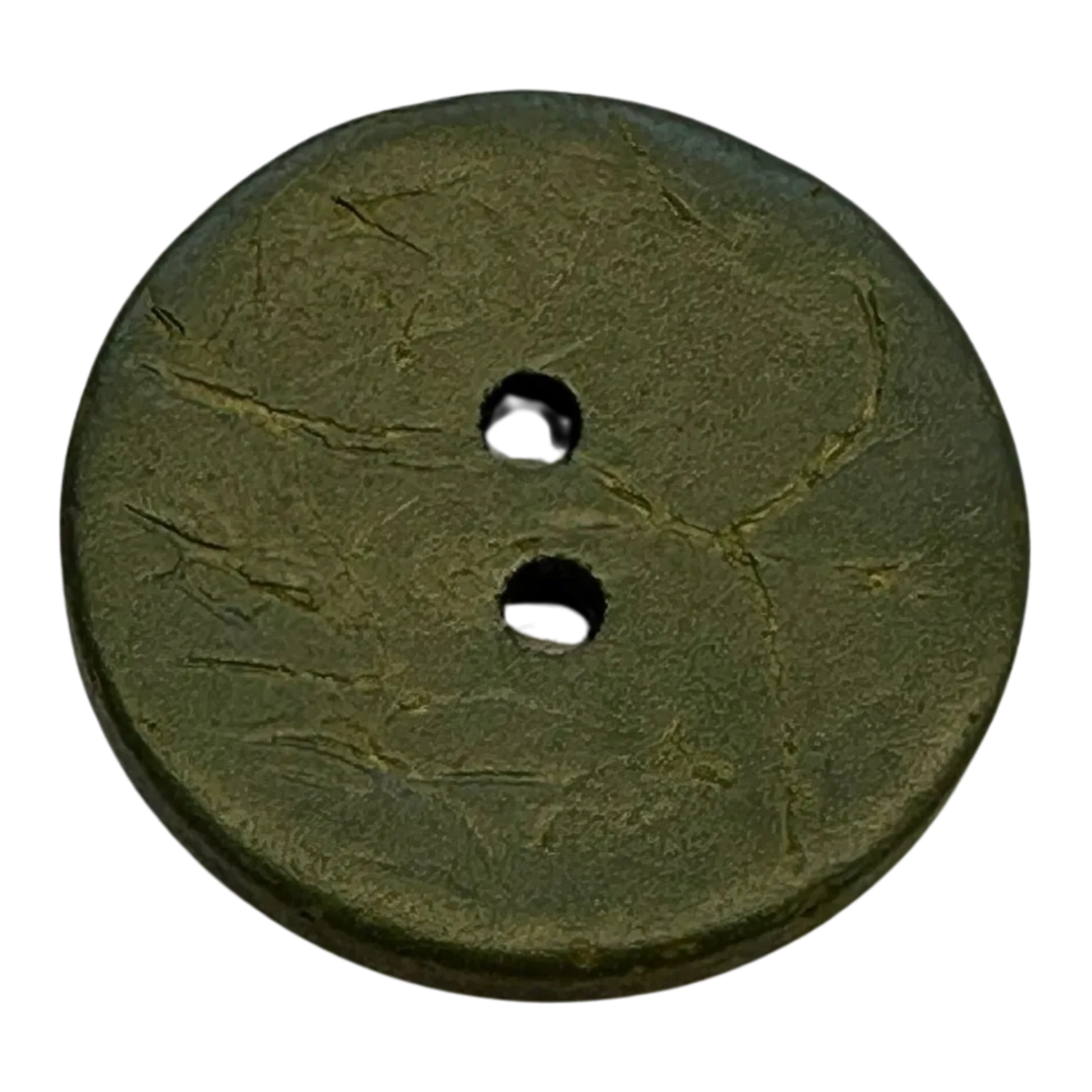 Green button 23mm eco coconut shell sold individually