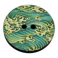 Waves ocean button green tones 23mm sold individually