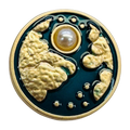 Moonlit sky button teal and gold tone 20mm metal sold individually