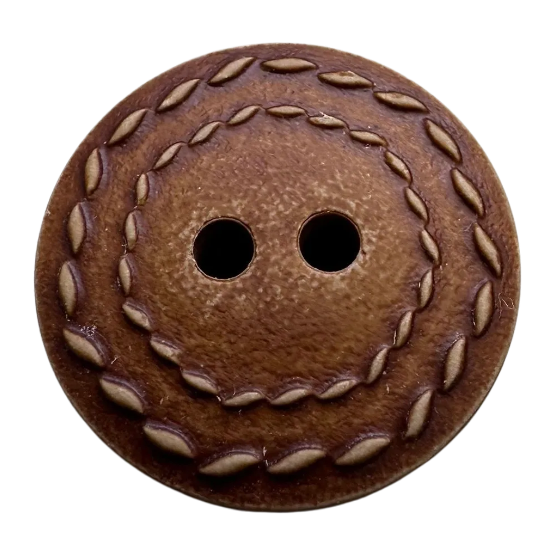 Distressed Imitation Leather Buttons – 20mm Rustic Leather-Look Buttons – Sold Individually