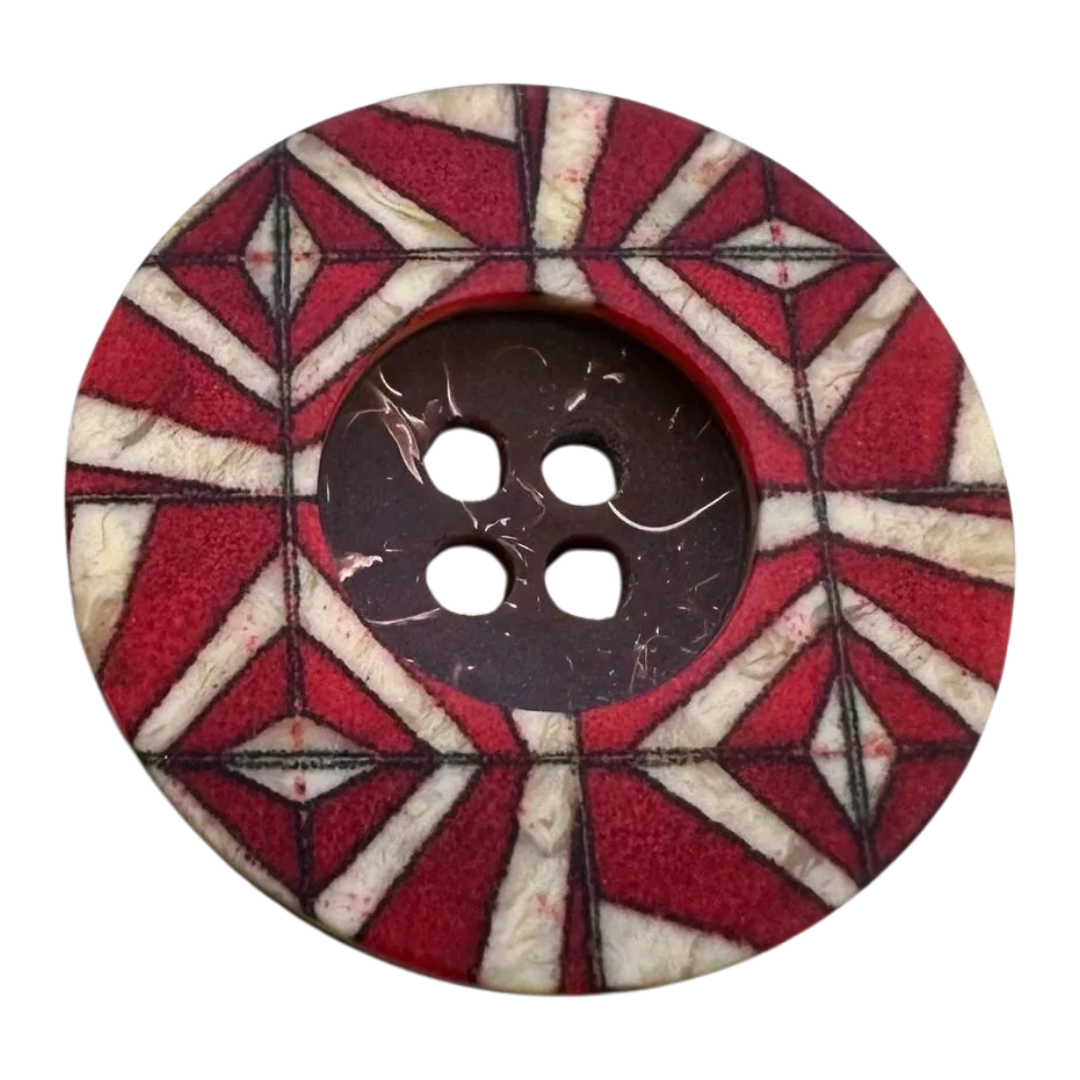 Red Geometric Button 23mm – Statement Pattern Coat Cardigan Button – Sold Individually