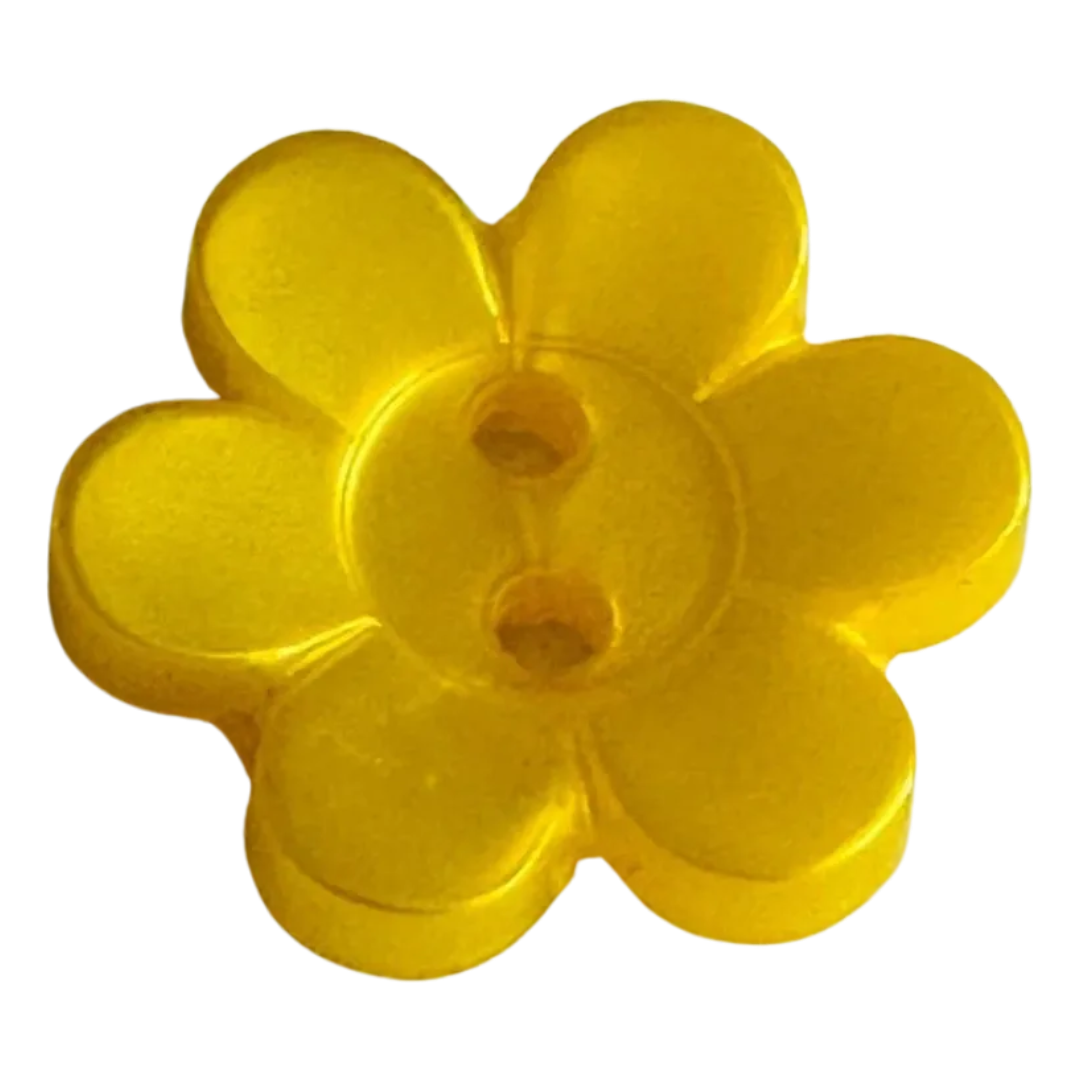 Yellow Flower Buttons – 17mm (27L / 11/16") Pearlised Floral Design – Sold Individually