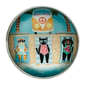 Campervan cats button 22mm Cornish beach fun in glass and metal sold individually