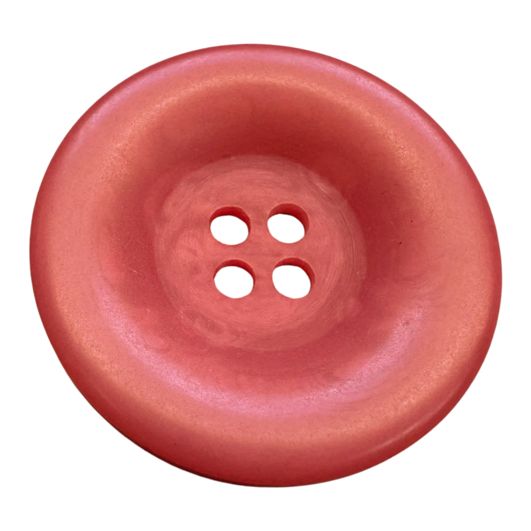 Coral Pink Hand Dyed Button – 34mm Statement Sewing Button – Sold Individually