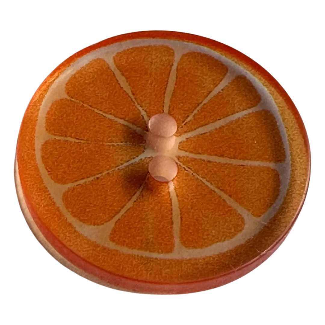 Orange slice button 23mm transparent design sold individually