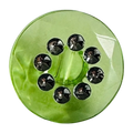 Lime green button 15mm with silver effect detail sold individually