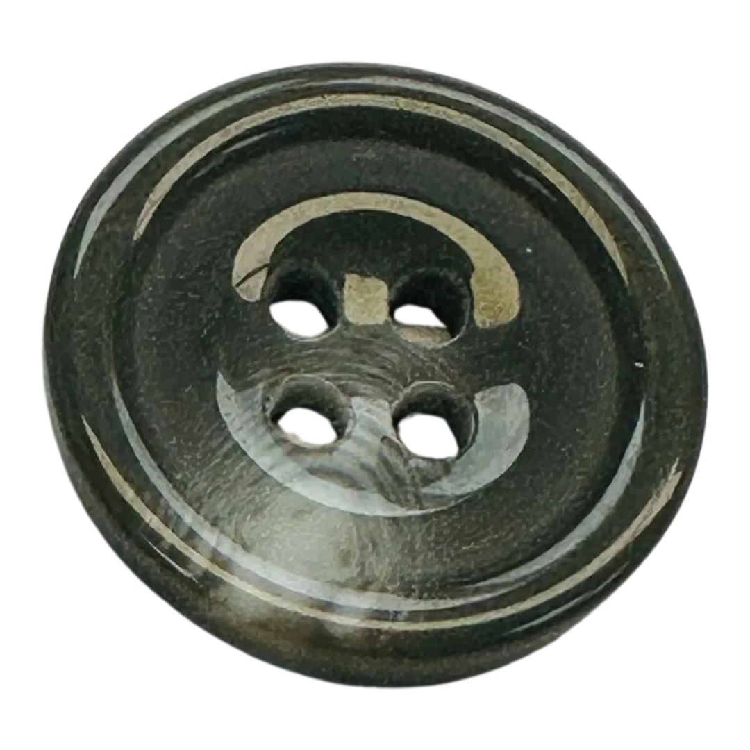 Grey button 18mm glossy finish sew through sold individually