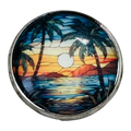22mm Tropical Sunset Palm Tree Glass & Metal Button sold individually