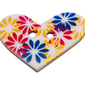 Heart Button Floral Design 25mm – Colourful Decorative Button – Sold Individually