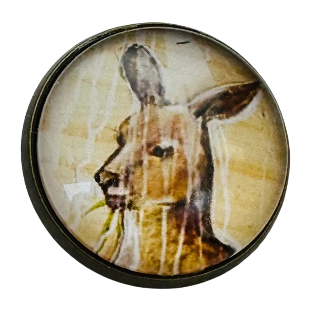 Kangaroo Glass & Metal Button – 22mm – Shank Back – Sold Individually