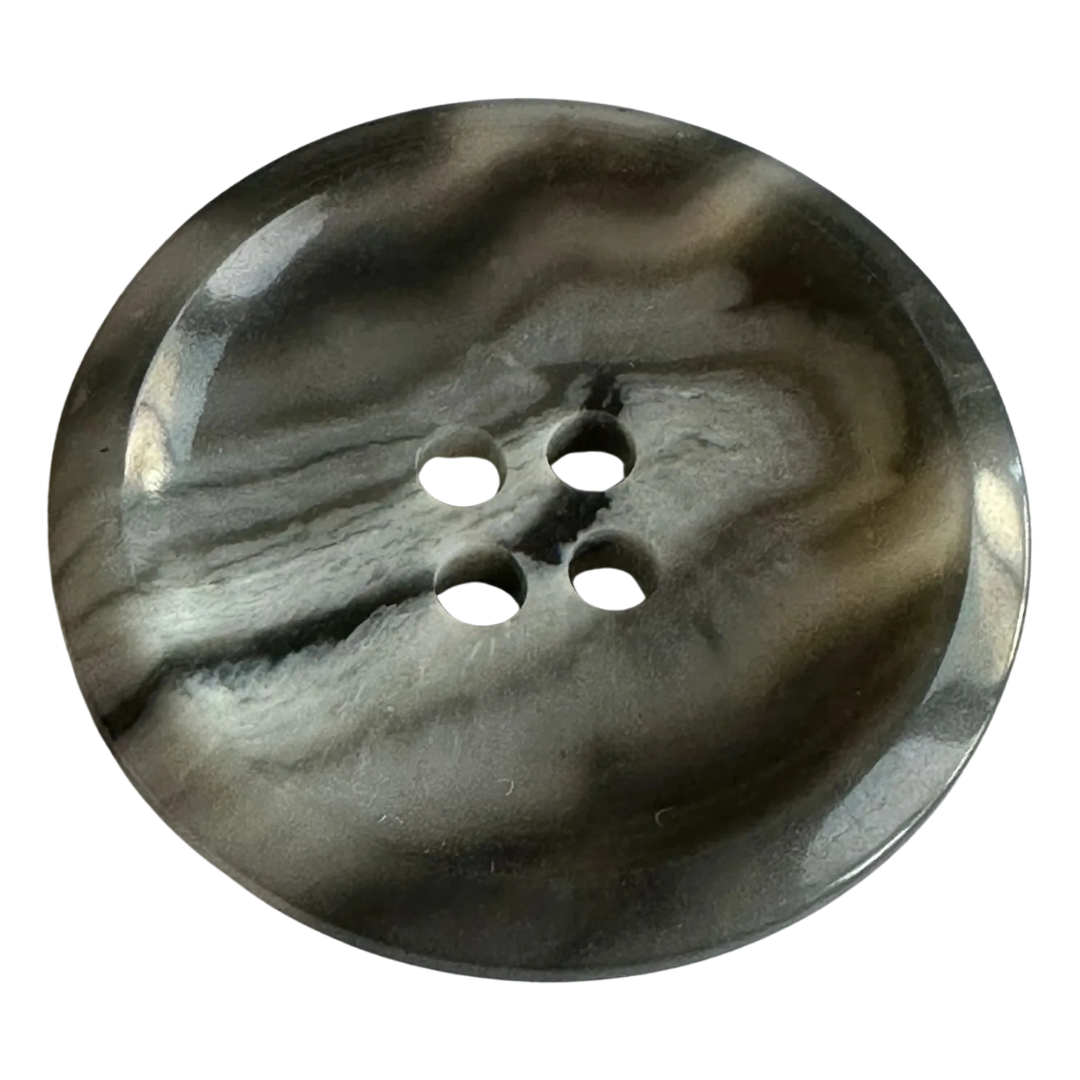 Grey button 28mm glossy marbled finish sold individually