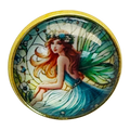 Fairy button 22mm beautiful blue shades set in gold tone metal with glass sold individuallyld