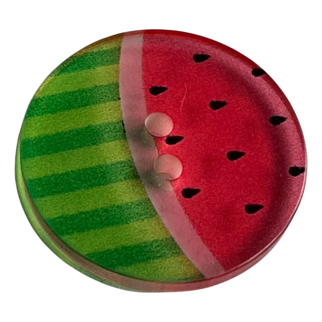 Watermelon slice button 23mm multicoloured transparent design sold individually