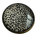 Leopard print button 22mm glass and metal sold individually