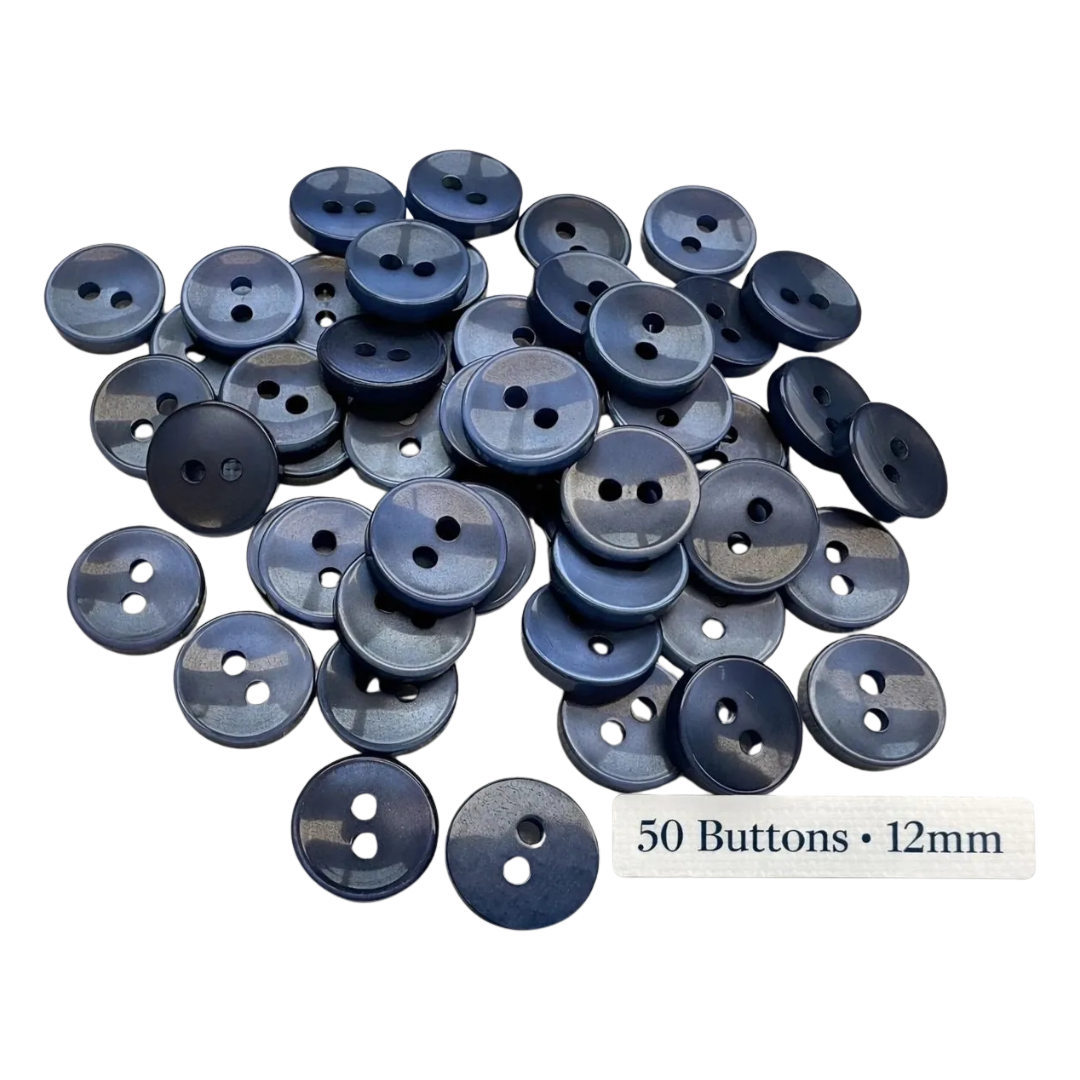 Blue Shirt Buttons 12mm – Two Hole Sewing Buttons – Pack of 50