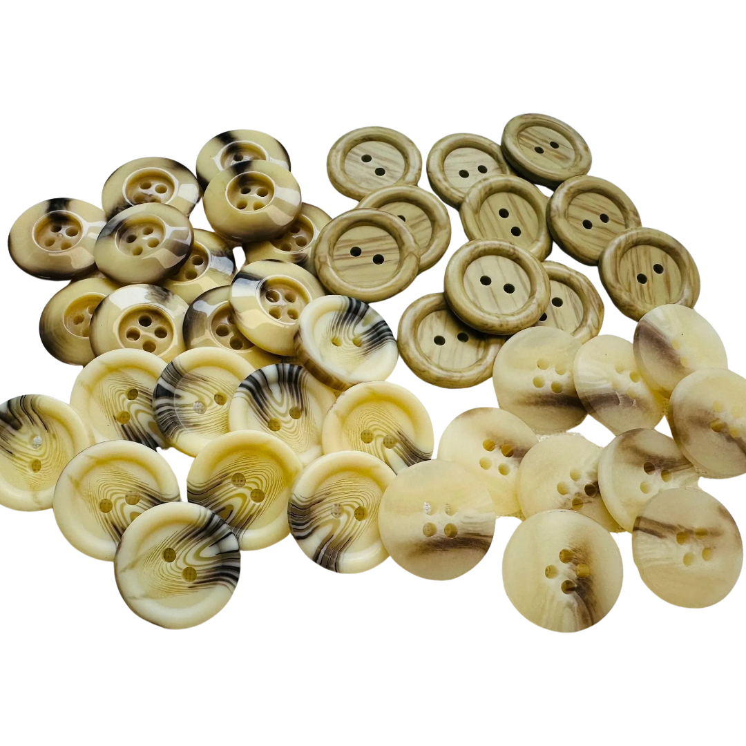 Aran Cardigan Button Bundle 19mm – 40 Mixed Buttons – Natural Knitting & Sewing Buttons
