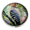 Hoopoe bird button 22mm in glass and metal sold individually