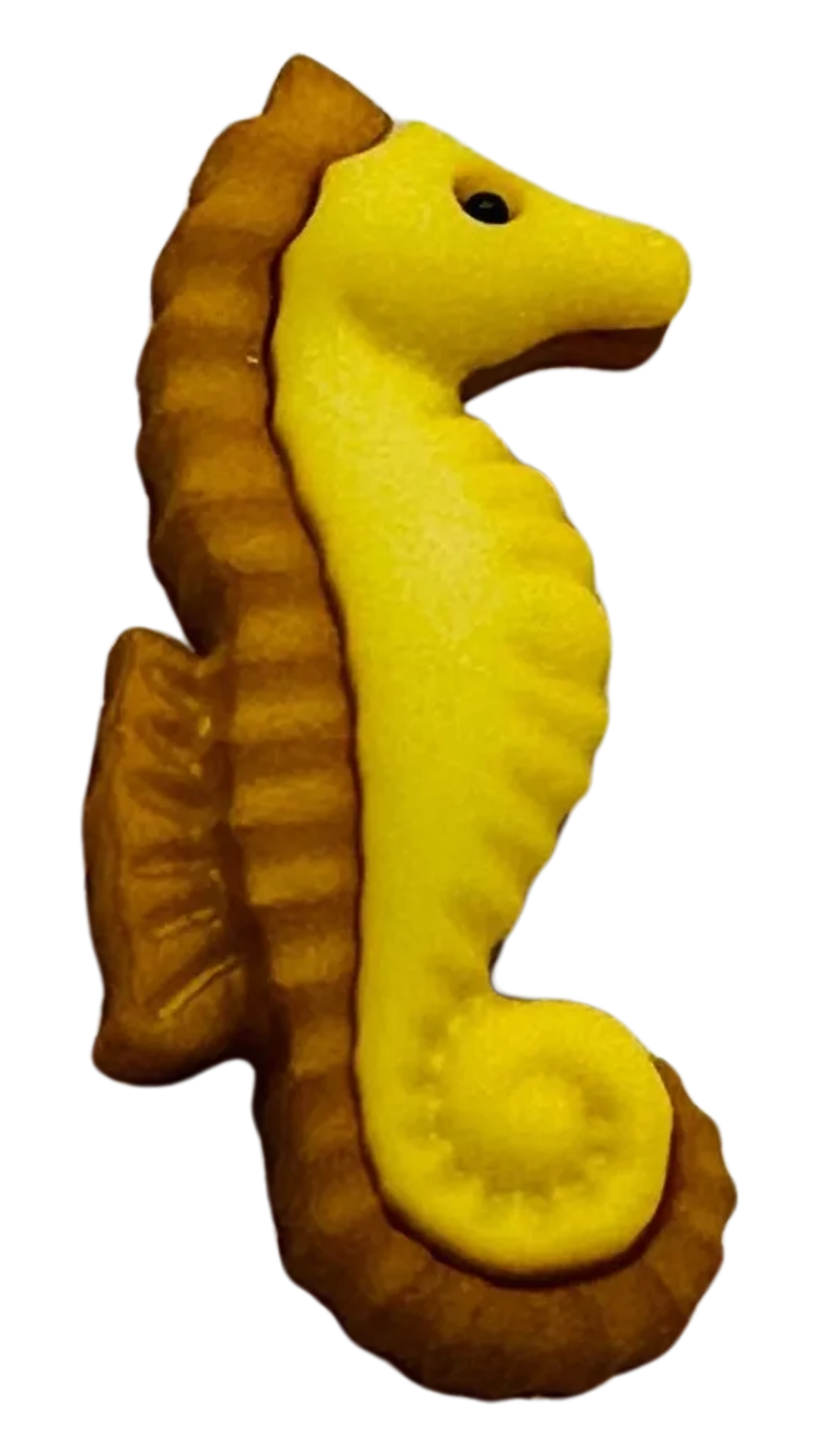 Seahorse button 10 x 22mm yellow and brown sold individually
