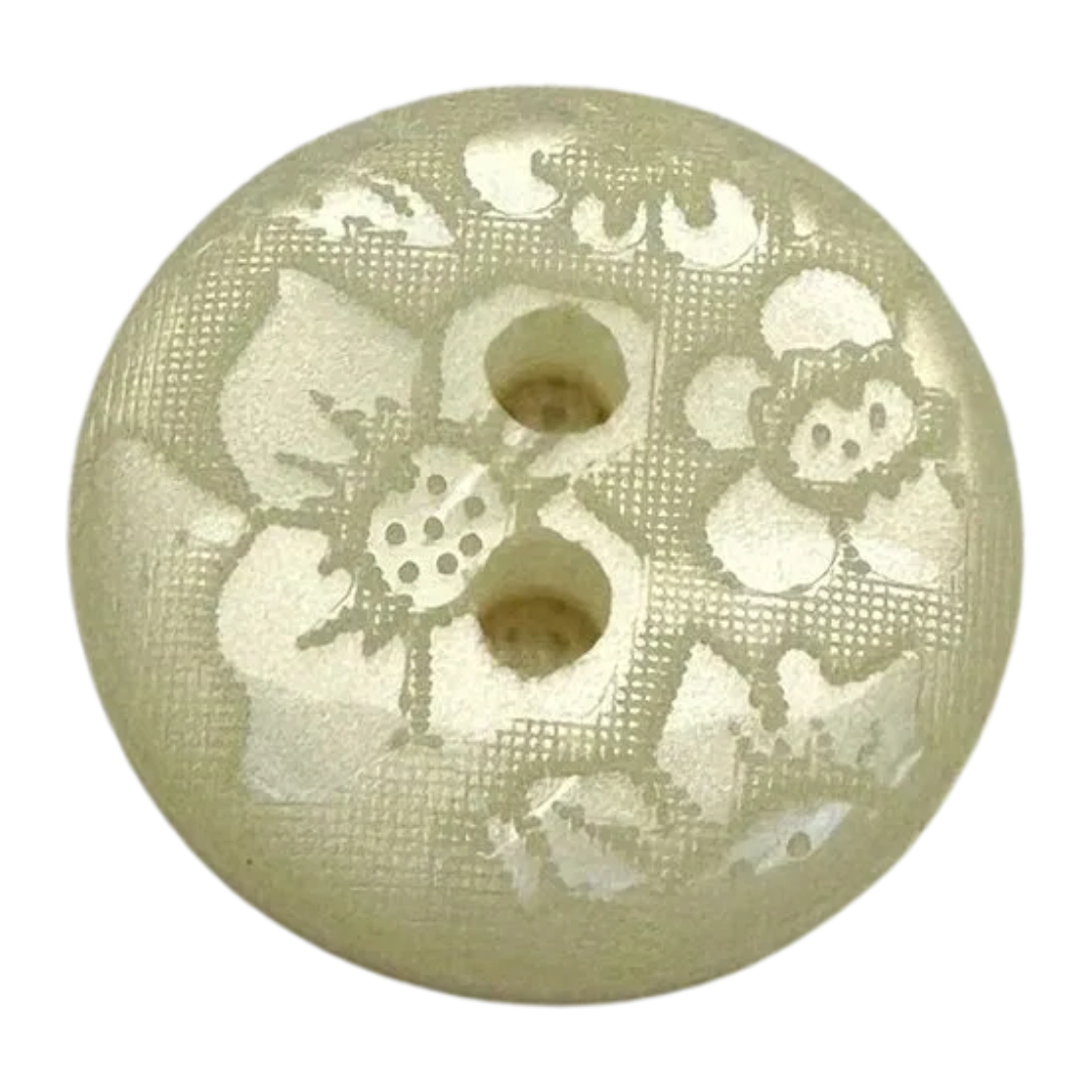 Cream Floral Damask Button 15mm – Individual Button for Cardigans, Blouses & Dressmaking