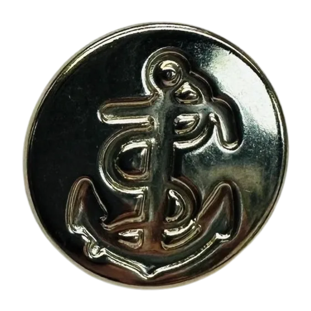 Silver Metal Anchor Cuff Button – 15mm – Blazer Sleeve Button – Sold Individually