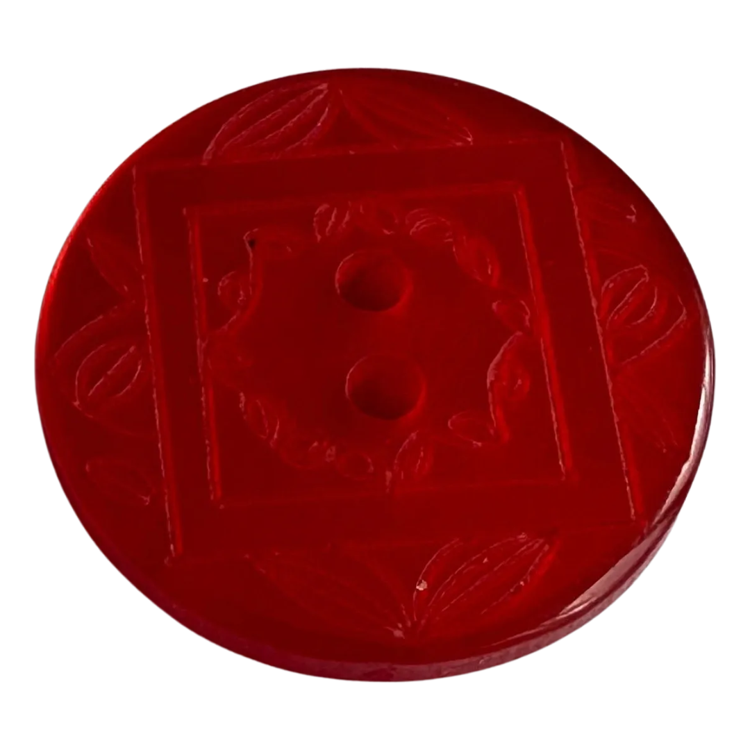 Orange button 23mm with an etched leaf design sold individually