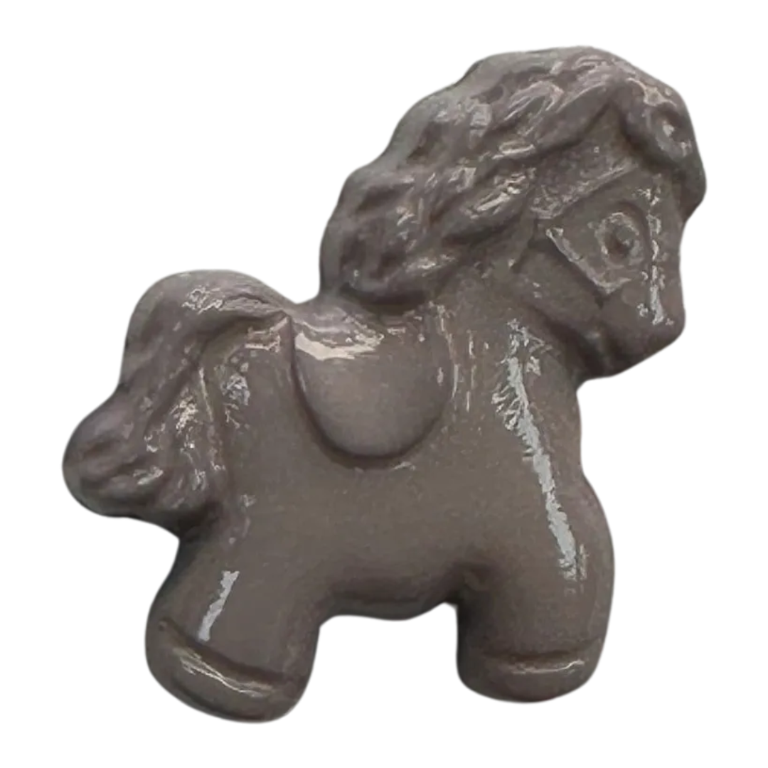 Grey pony button 18mm novelty design sold individually