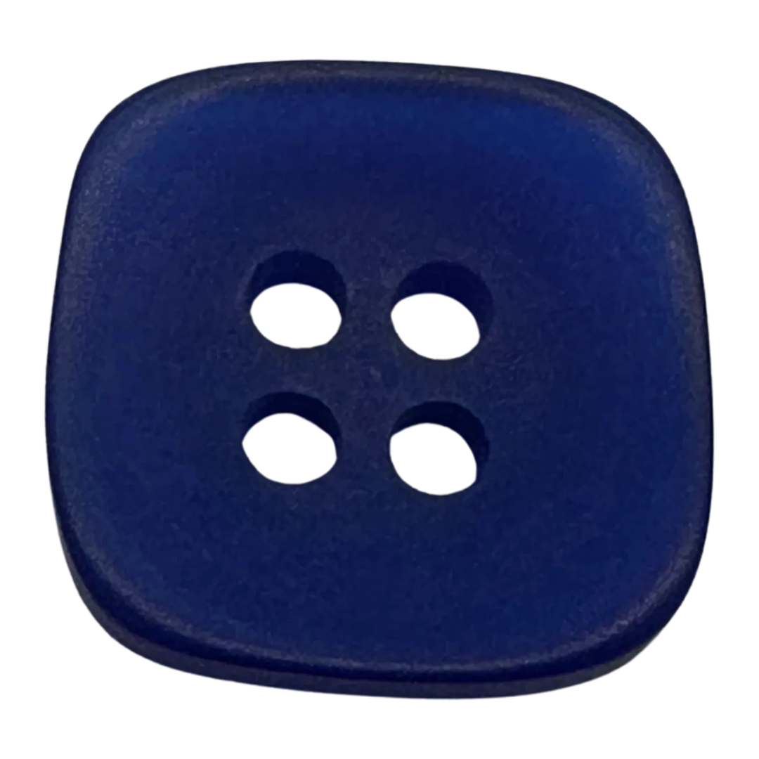 Blue Hand Dyed Button 15mm Square Matt Finish – Sold Individually
