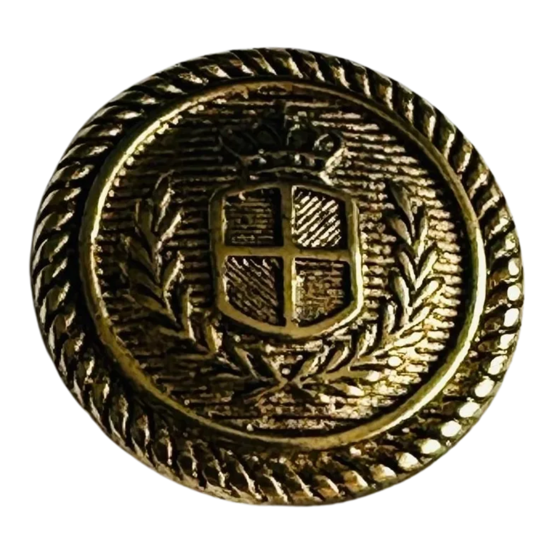 Gold-tone button 18mm metal crest design sold individually