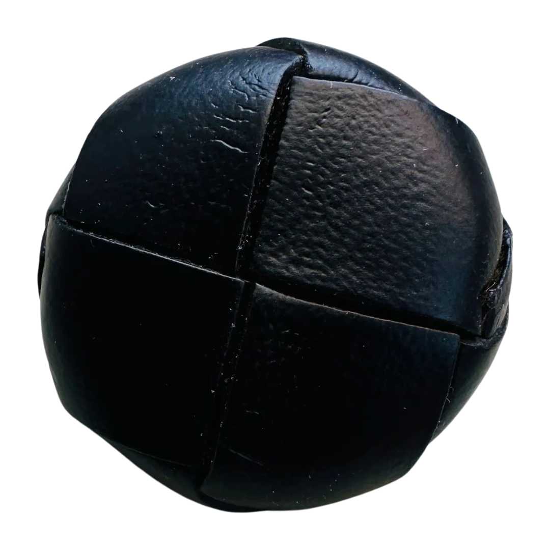 Genuine Leather Button 28mm (44L / 1 1/8”) – Black Vintage Style – Sold Individually