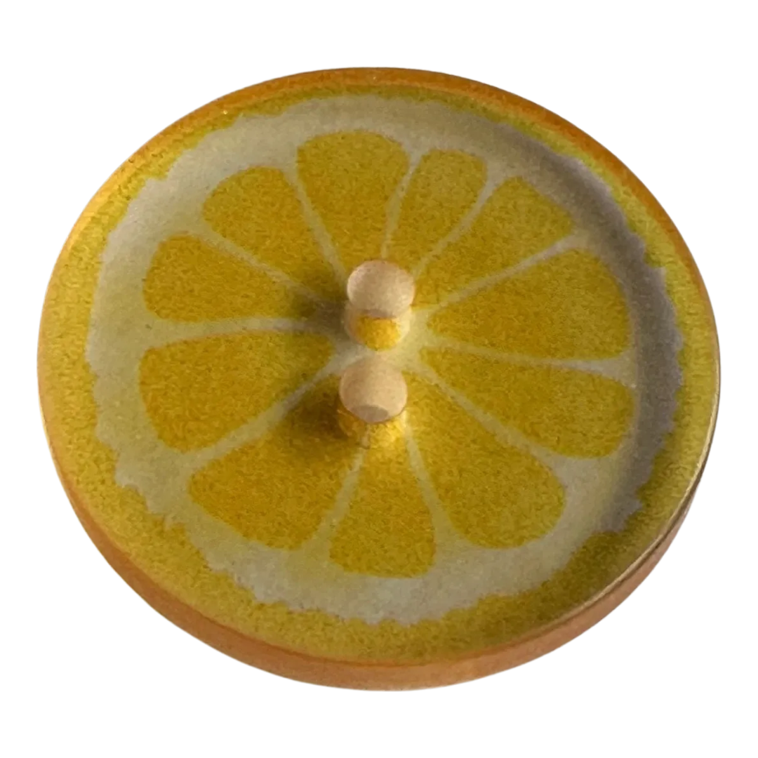 Lemon slice button 23mm transparent design sold individually