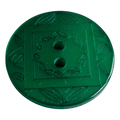Green button 23mm pearlised etched leaf design sold individually