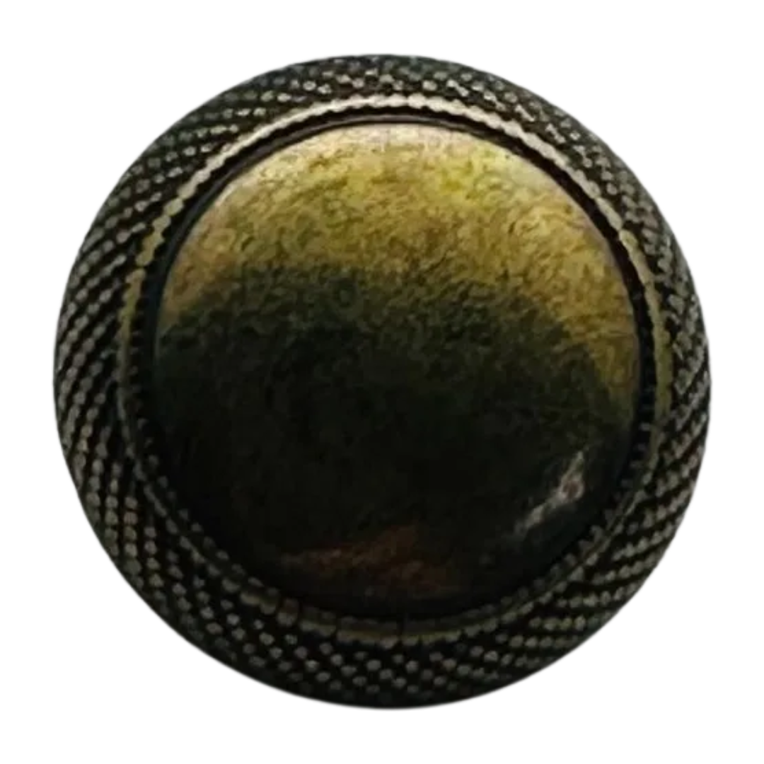Metal button 15mm aged gold tone with a decorative border sold individually