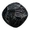 Vintage Black Glass Button with Silver Detail – 25mm – Sold Individually
