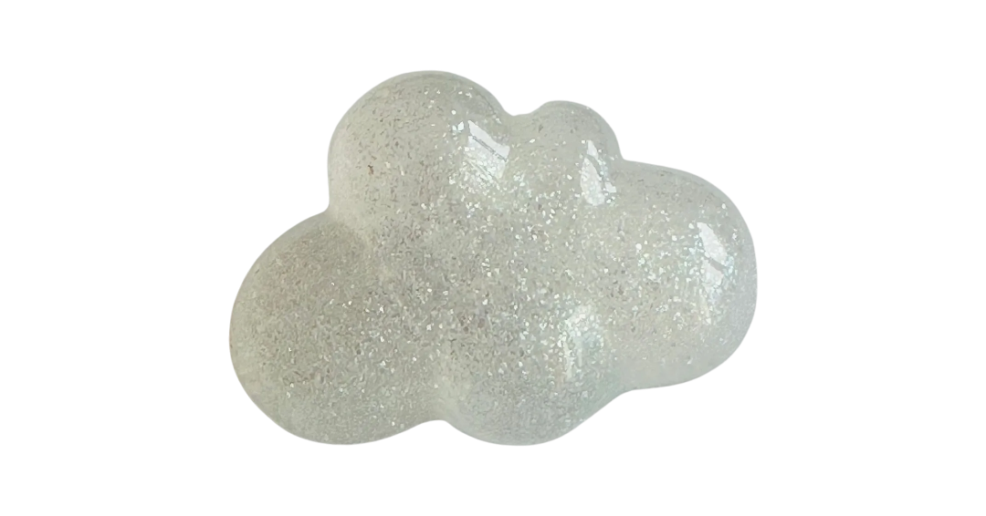 Glitter Cloud Shank Button – 26 x 20mm Opaque Sparkle Cloud Button – Sold Individually
