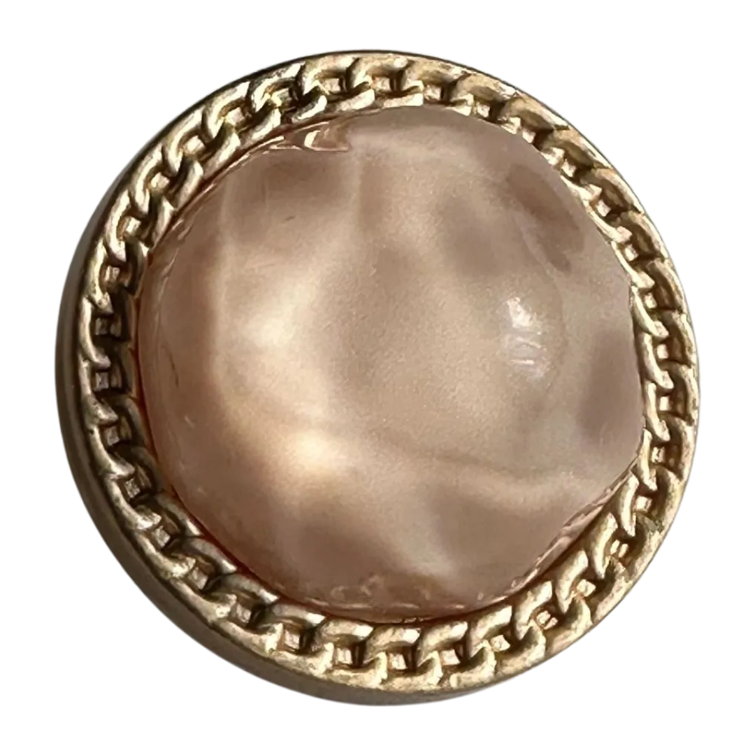 Peach button 22mm in a matt gold effect metal setting sold individually