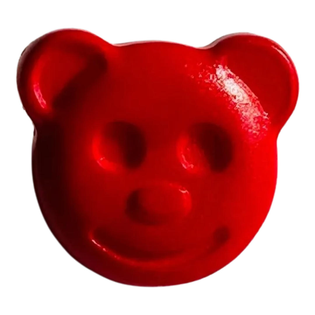 Red teddy button 14mm cute novelty design sold individually