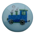 Blue Train Button – 15mm Flat Shank Novelty Button – Sold Individually