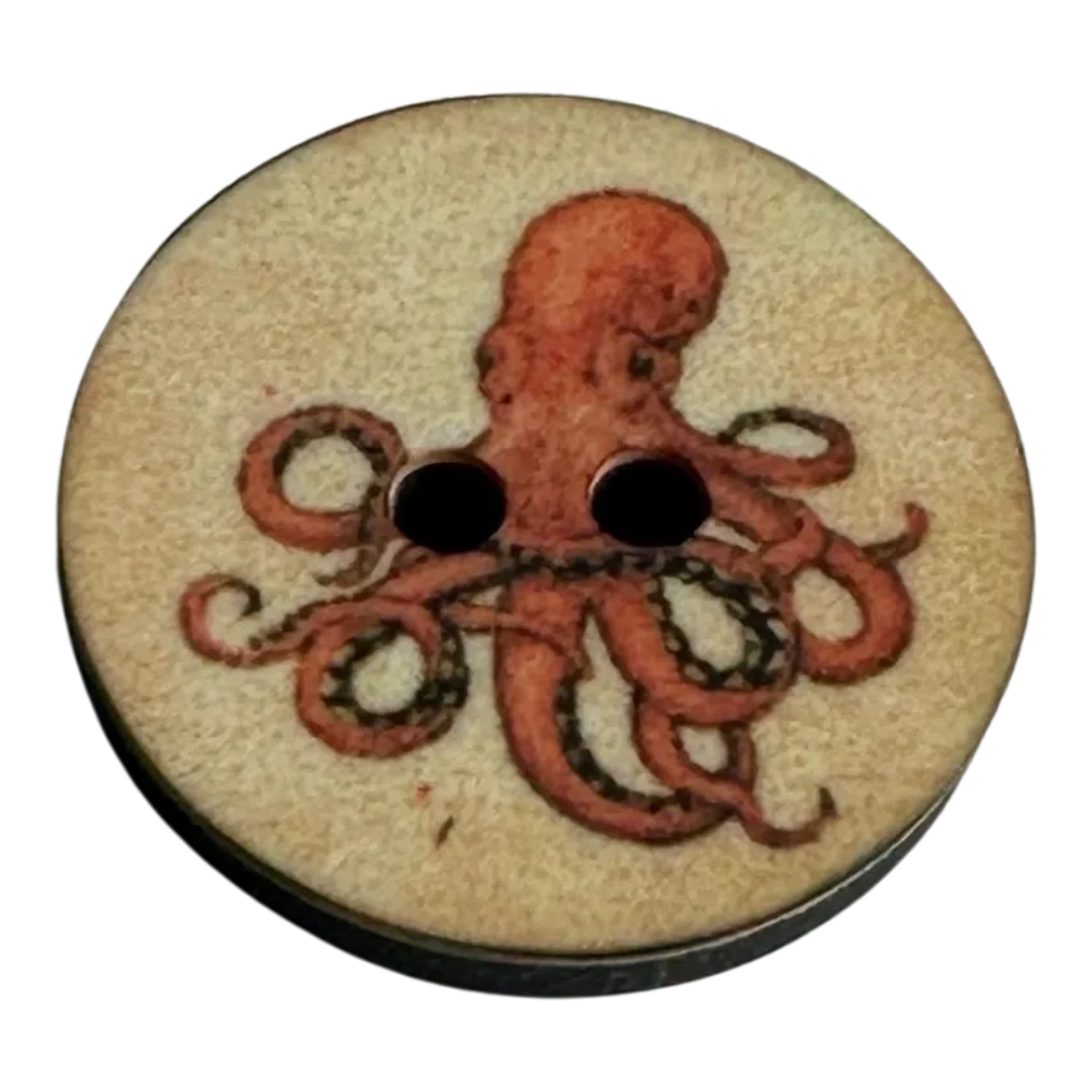 Octopus button 18mm orange and beige sold individually