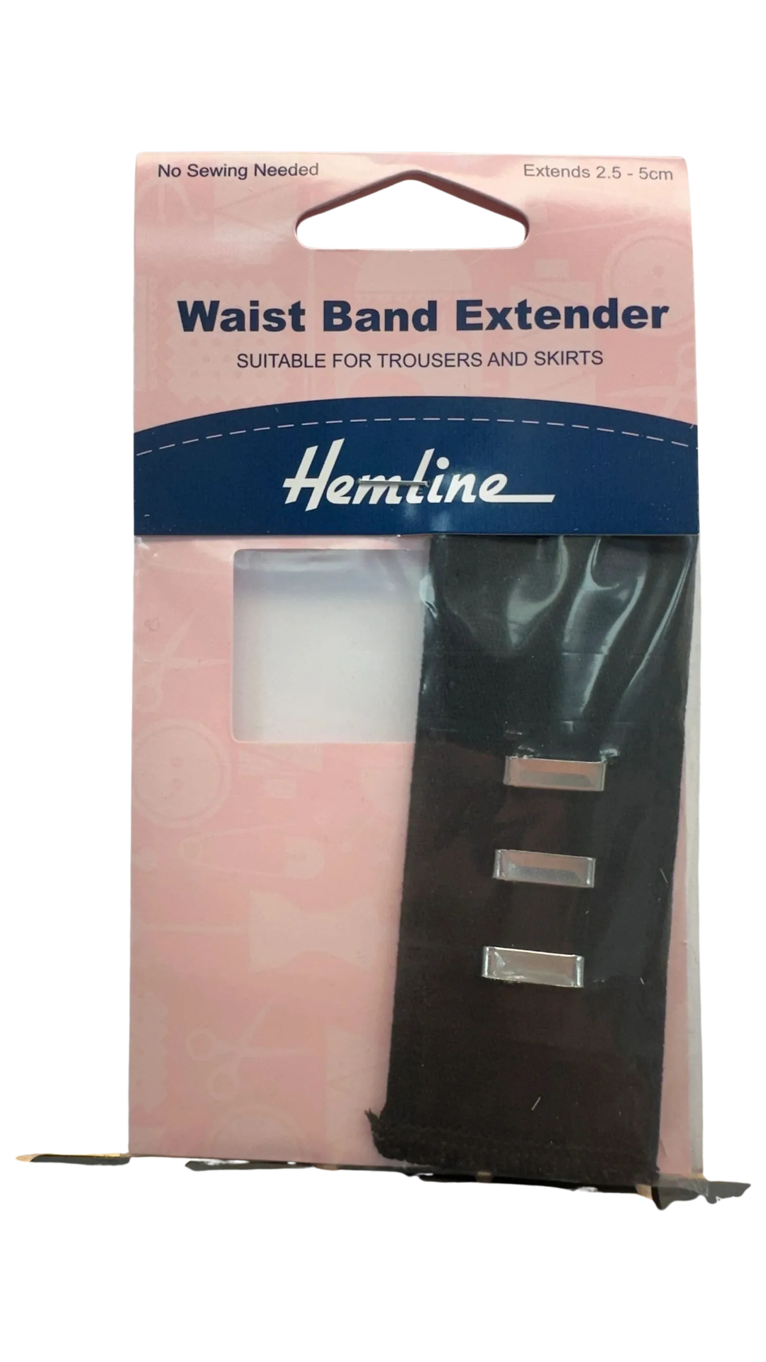 Waistband extender in black three spacings.