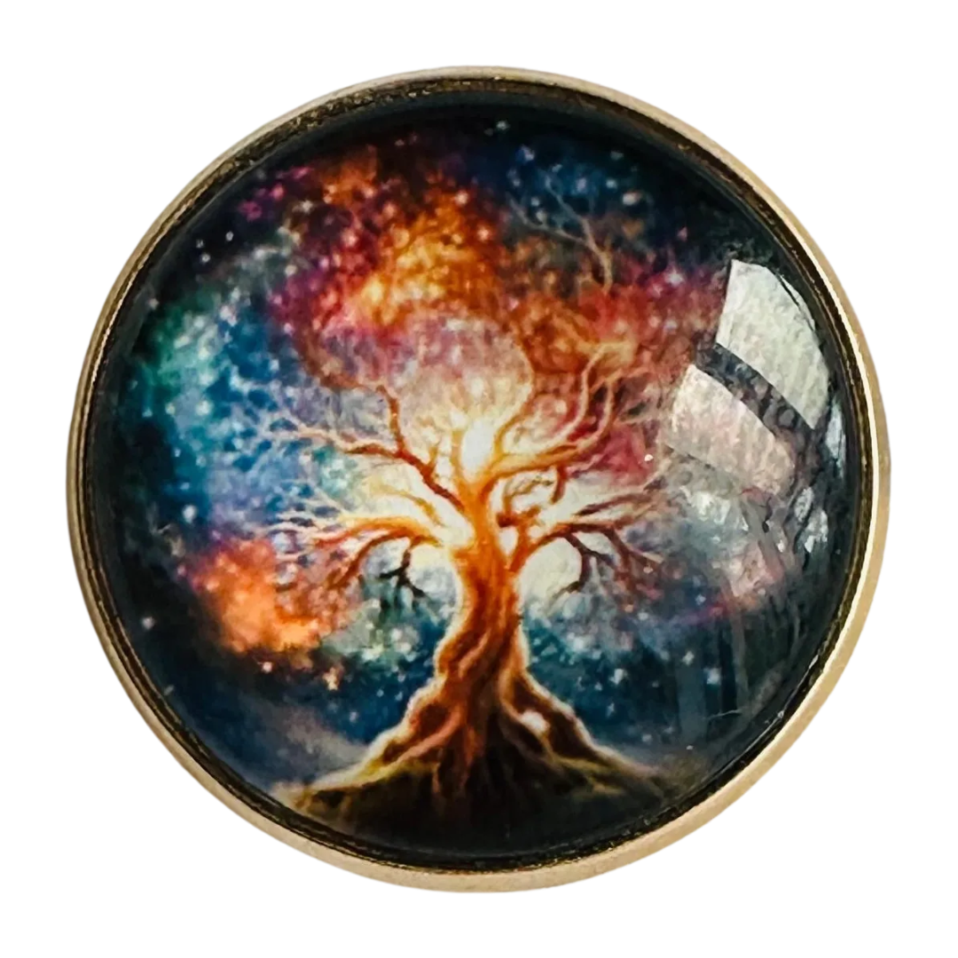 Starlit tree button 22mm in glass and metal sold individually