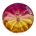 Translucent Faceted Button – Pink and yellow 18mm (28L, 11/16 inch) – Two Hole – Sold Individually