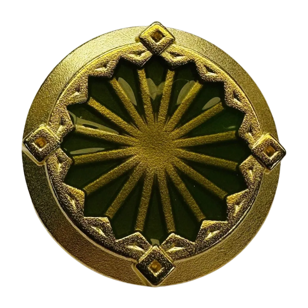 Metal Button – Green Enamel & Gold Tone – 28mm (Also in 18mm) – Sold Individually