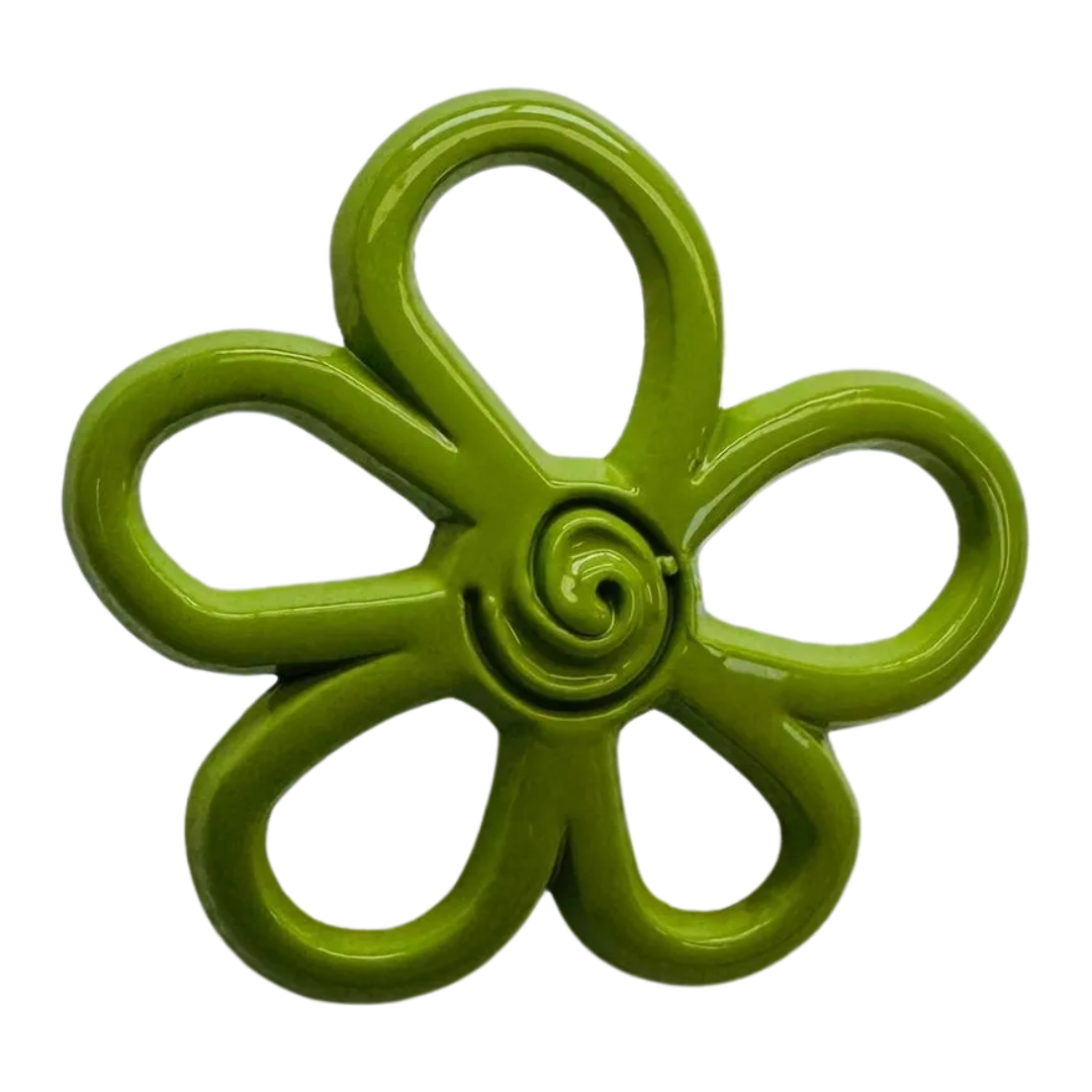 Green Flower Button – 23mm Coated Metal Statement Button – Sold Individually