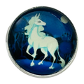 Fantasy Unicorn button 22mm glass and metal sold individually