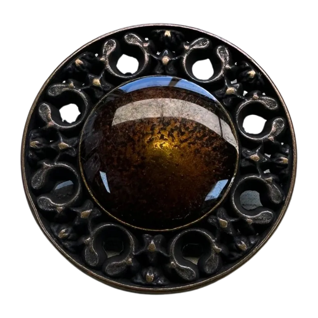 Brown Glass Effect Buttons – 15mm (24L / 5/8") Metal & Resin Shank – Sold Individually