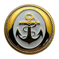 Metal button gold-tone with white Anchor design 18mm sold individually vintage